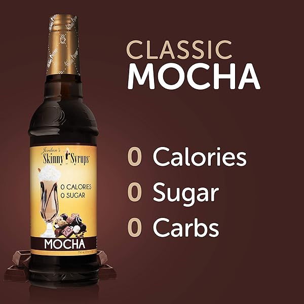 JORDAN’S SKINNY SYRUPS MOCHA, SUGAR FREE COFFEE FLAVORING SYRUP, 25.4 OUNCE BOTTLE