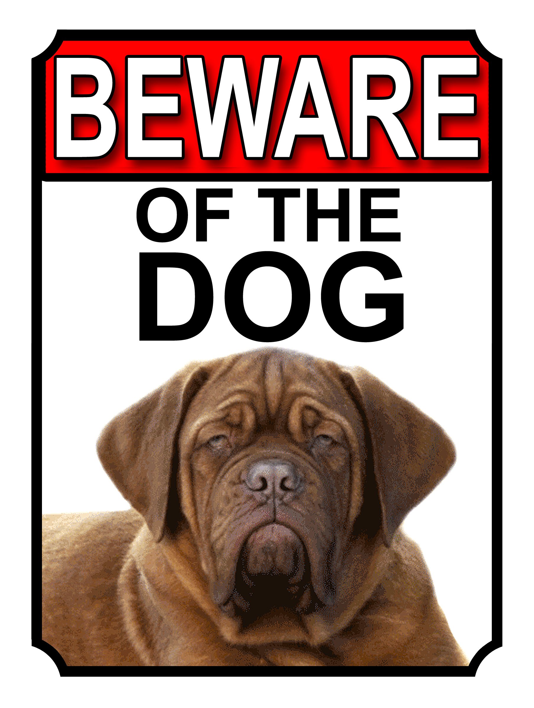 SHAWPRINT BEWARE OF THE DOG METAL GATE SIGN DOGUE DE BORDEAUX 200MM X 150MM (1129H1)