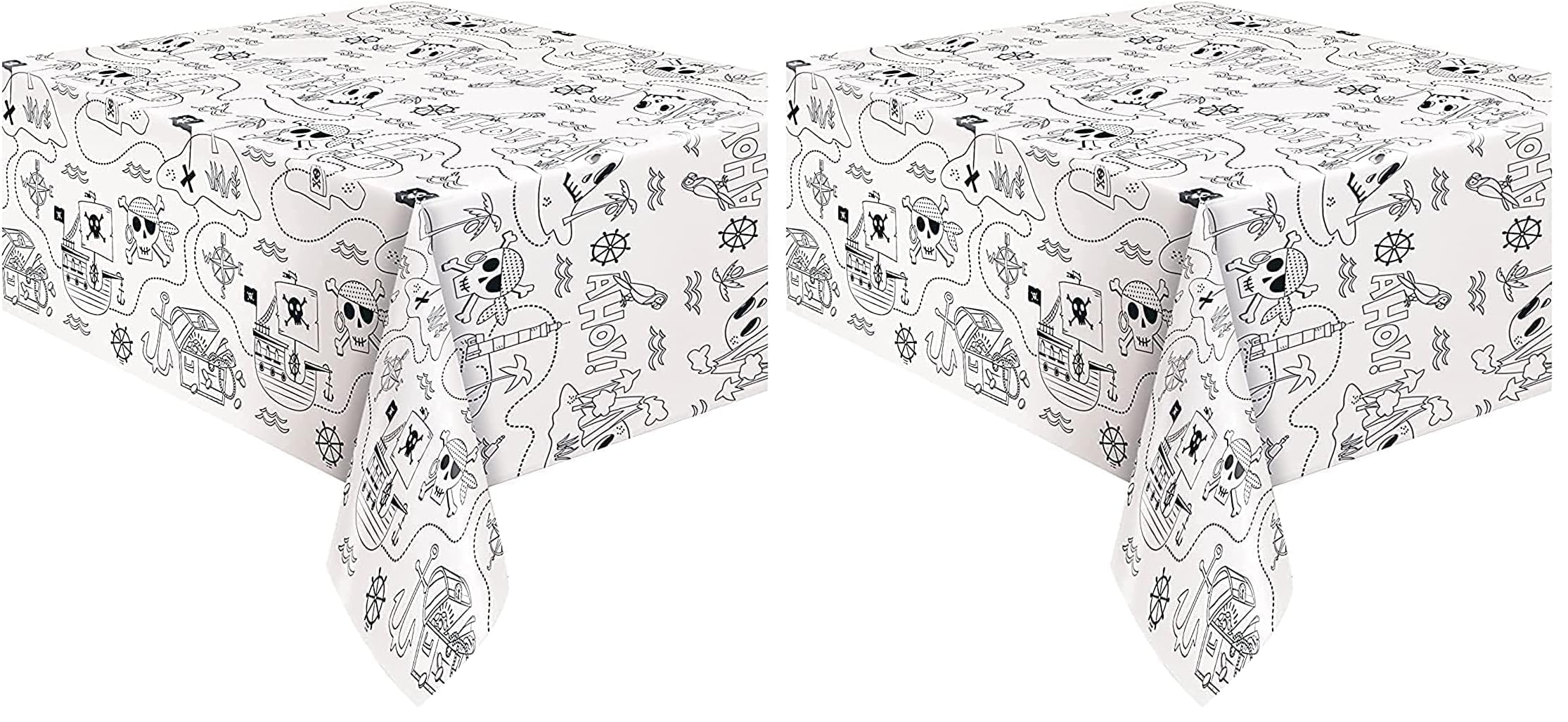 Unique 78413 Pirate Party Coloring Paper Rectangular Table Cover | 1 Pc, Black,54 x 84 inch (Pack of 2)
