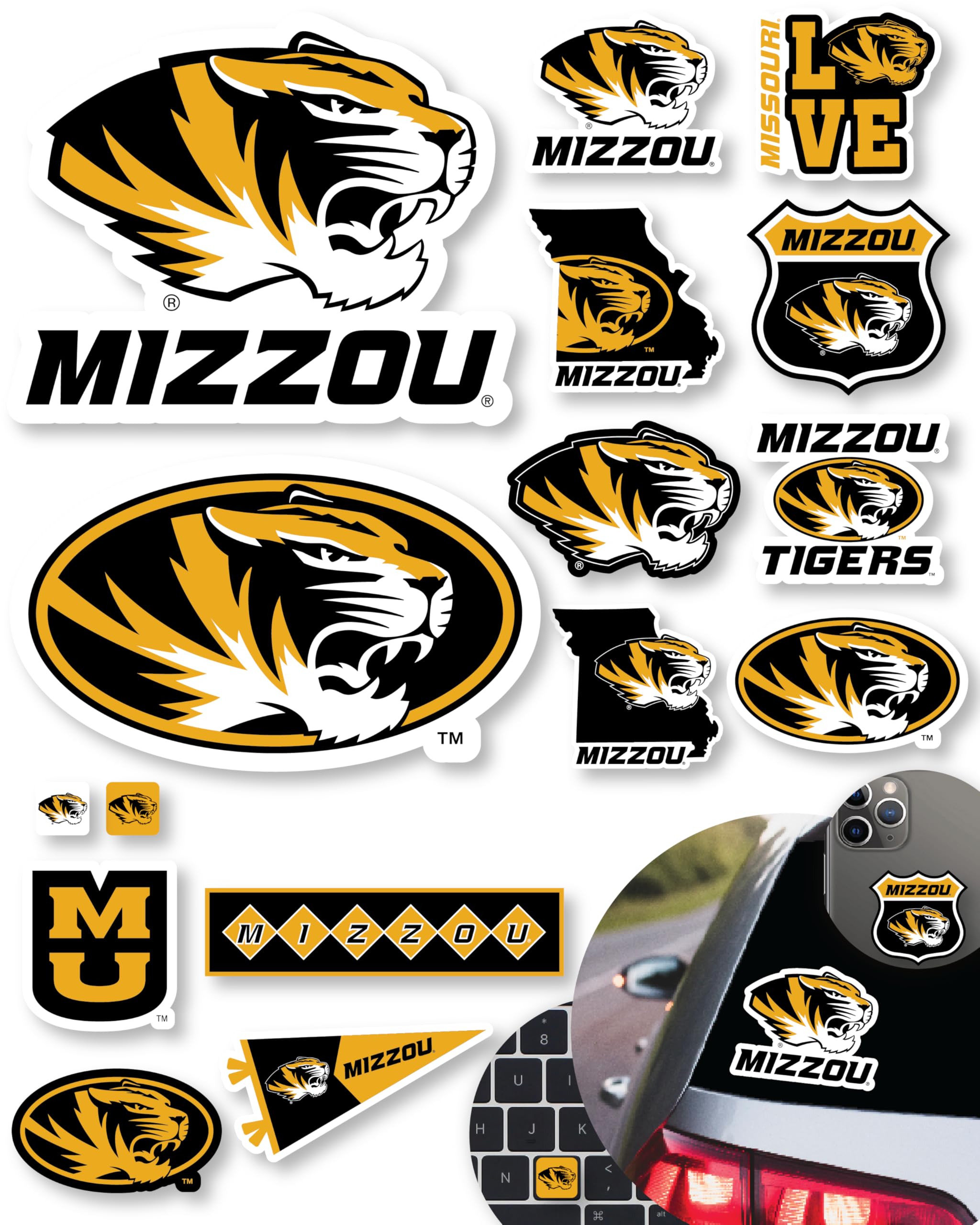Mizzou Stickers for Gift, Car, Water