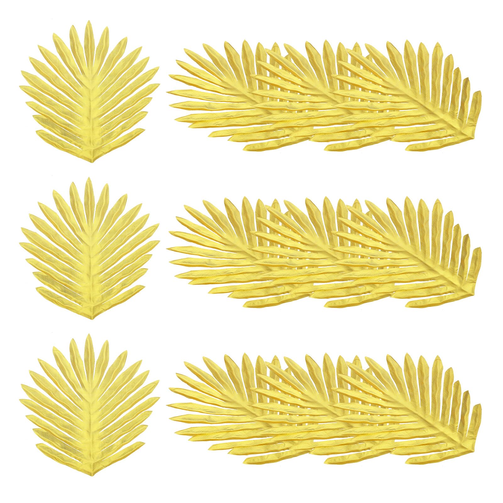 PATIKIL 10" Gold Palm Leaves, 12 Pack Artificial Palm Leaves Faux Palm Fronds Fake Palm Leaf Simulation Tree for Home Hawaiian Jungle Beach Party, Style 24