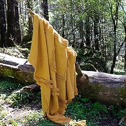 PANDATEX 100% Cotton Tufted Throw Blanket with
