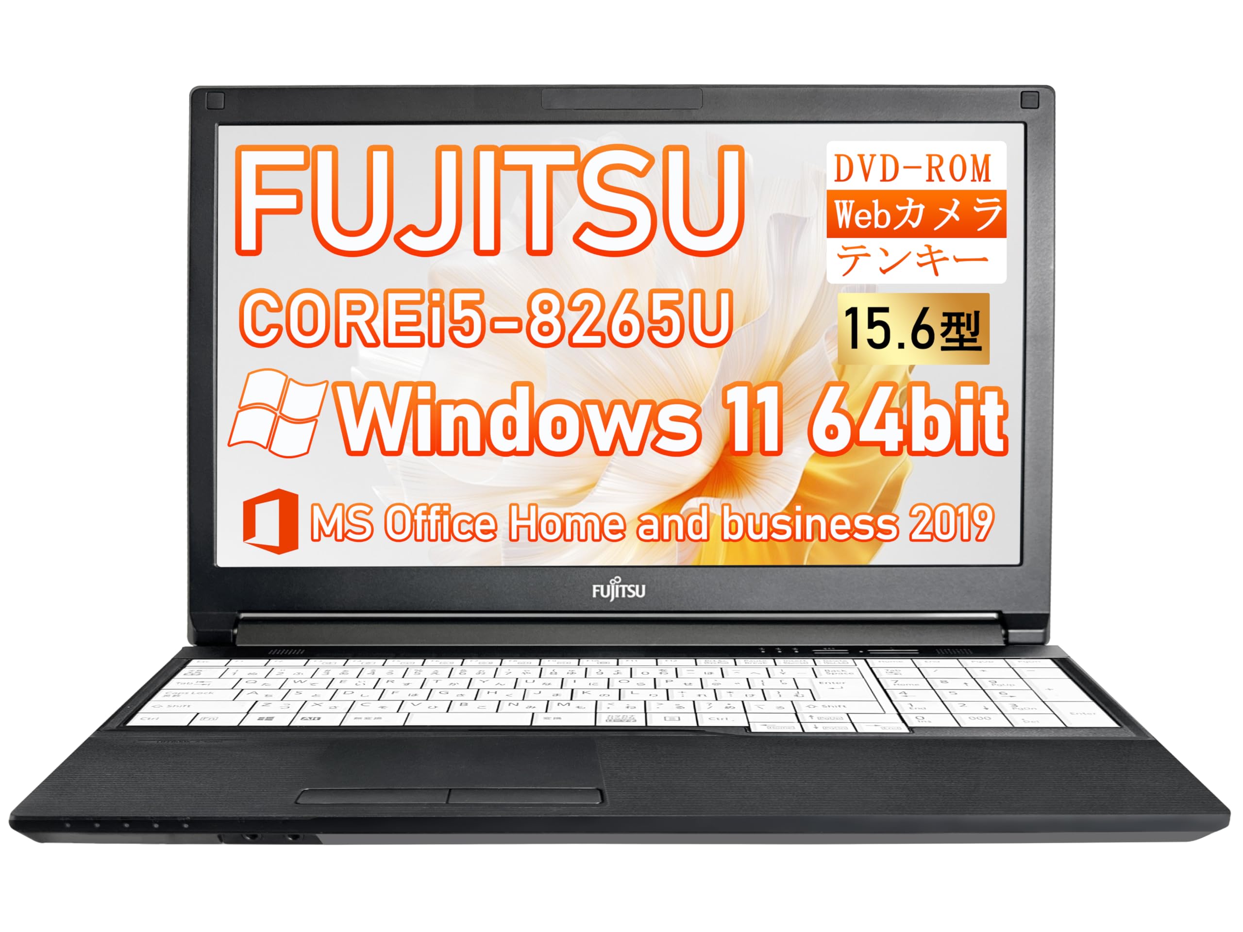 【整備済み品】富士通 LIFEBOOK A579 15.6型 第8世代CPU Core i5-8265U /Windows11 Pro/MS Office2019搭載/初期設定不要/Webカメラ/テンキー搭載/DVD-ROM/内蔵WIFI/Bluetooth/HDMI/ワイヤレスマウス付属 (ホワイト/テンキー搭載, メモリ16GBSSD512GB) の商品画像