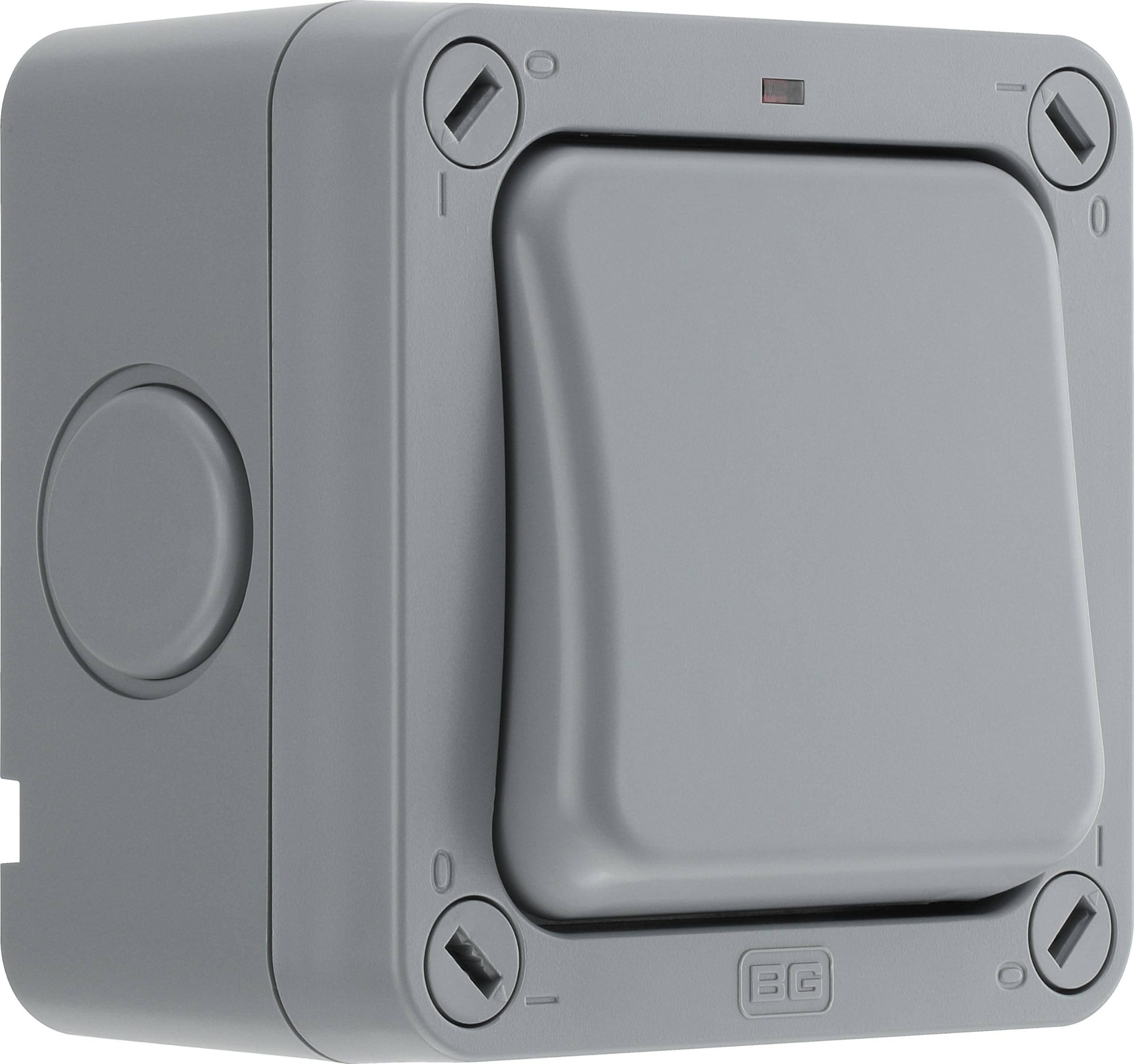 BG Electrical Outdoor Single Switch with LED Indicator, Weatherproof, Grey, Nexus Storm, 2-Way, 20A, IP66 Rated, WP12 — image 1