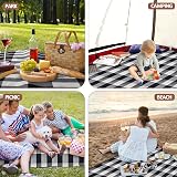 ACTIVE FOREVER 200x200CM Waterproof Picnic Blanket, Black Gray Plaid view 7