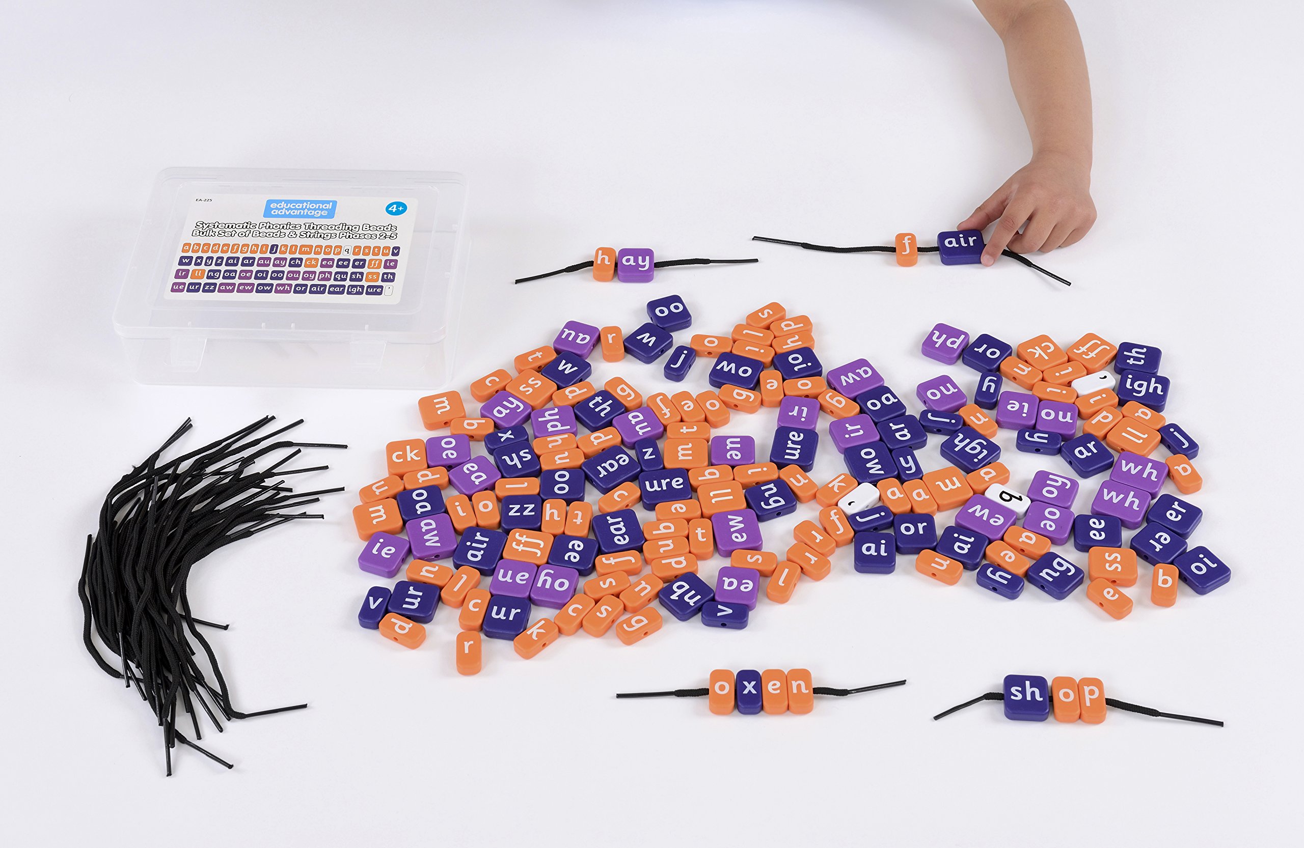 Educational Advantage EA-225 Systematic Phonics Lacing Beads Range, Bulk Set