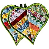 Pot Holders for Kitchen Hot Pads 100% Cotton for BBQ/Cooking/Baking/Grilling/Microwave/Barbecue (2PCS Loves)