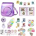 CAlYOULE Accessories Case Kit for Fuiifilm Instax Mini 12/11 Instant Camera,Only Fit Mini 11 Camera Have Filter, Selfie Lens, Fuselage Sticker, and Other Universal Accessories Bunble(Shiny Purple)