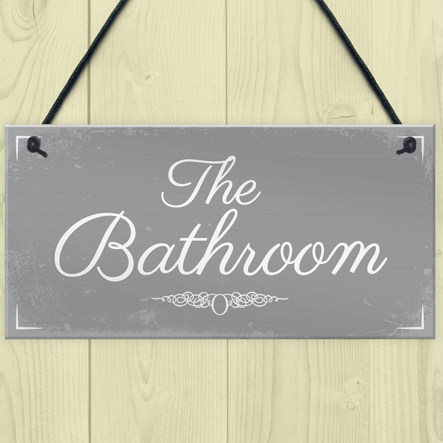 Red Ocean 'THE BATHROOM' Shabby Chic Hanging Door Sign Plaque Sign for Toilet or Bathroom The Loo Home Decor - Image 3