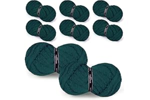 MINUPWELL 8 Packs Jumbo Chunky Chenille Yarn - 1820g(64oz) 254 Yards (761ft) Bulky Yarn - Chunky Yarn for Hand Knitting Blanket,Cushions, Pet Bed - Soft and Durable (Dark Green)