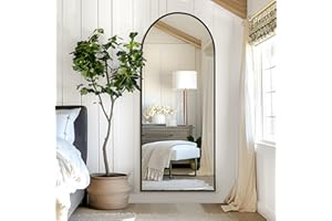 HIGREENA Arched Full Length Mirror, 64"x24" Full Body Mirror with Aluminum Alloy Frame, Free Standing or Wall Hanging