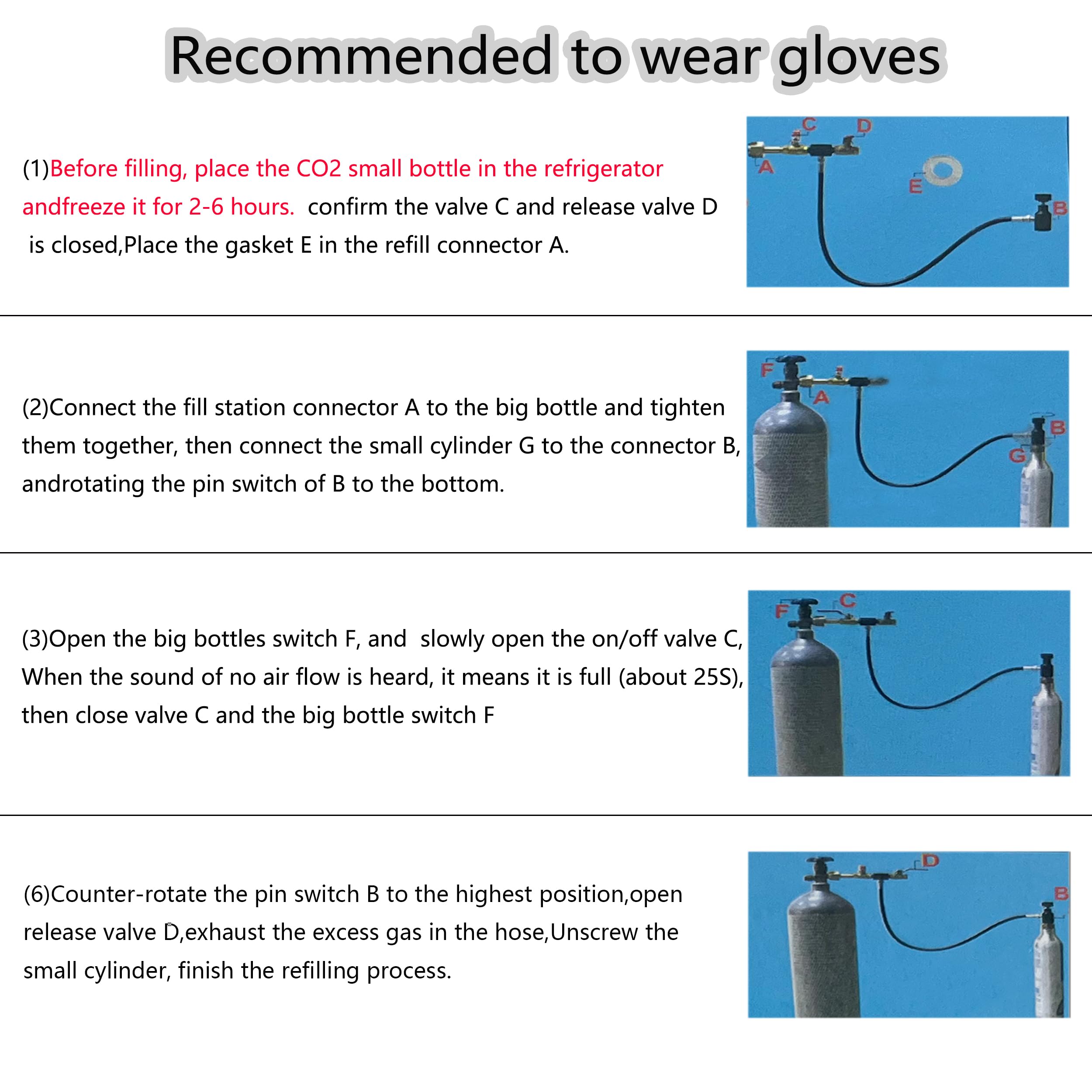 CGA320 Soda Machine blue Co2 Bottle Cylinder Refill Adapter Hose,For Refill blue Co2 Tank Bottle(CGA320 to TR21-4, Dual Valve With Gauge) (36In)