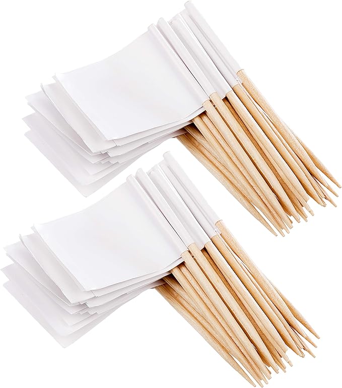 100 Blank Toothpick Food Flags, Use for Party Food, Cheeseplate