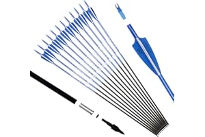 Pointdo 30inch Carbon Arrow Fluorescence Color Targeting and Practice and Hunting Arrows for Compound Bow and Recurve Bow wit
