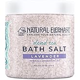 Natural Elephant Dead Sea Bath Salt Bathing and Foot Soak for Relaxing and Nourishing- 100% Pure with Essential Oil - Medium Coarse Grain (18 oz Jar, Lavender)