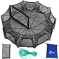 Drasry Black Fishing Bait Trap Foldable Fish Net for Minnow Crab Crayfish Crawdad Shrimp Trap Cast Net Dip Cage Collapsible Easy Use 4 6 Hole Fishing Accessories
