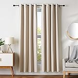 AmazonBasics Room Darkening Blackout Window Curtains with Grommets - 52" x 84", Beige, 2 Panels