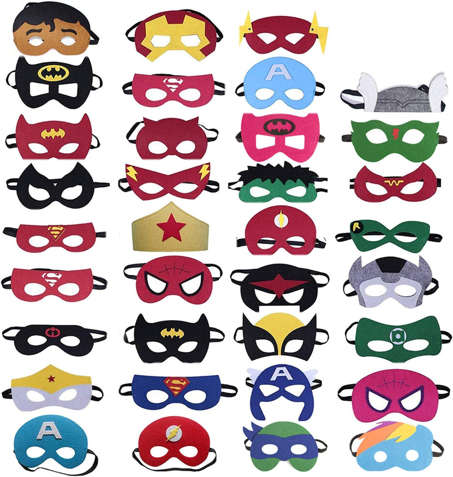 Yidaxing Superhero Masks for Children Kids Party Supplies,Superhero Party Mask for Children Superhero Party Eye Masks for Children Party Bags Fillers（35 PCS）