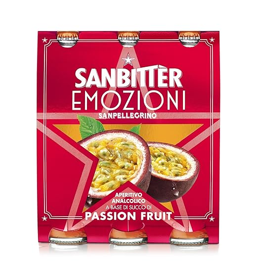 title=Sanbitter Emozioni Aperitivo Analcolico, Passion Fruit- Pacco da 3 Bottiglie