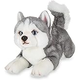Bearington Explore 13-Inch Baby Dog Plush, Huggable Stuffed Animal Puppy, Adorable and Cuddly Husky Manouk Dog Plush Toy for Nursery Decor, Kids and Collectors, for Ages 3-14