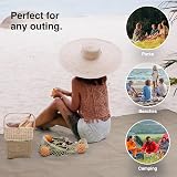 VonShef Picnic Blanket Beige Herringbone 200x300cm Waterproof Backing view 4