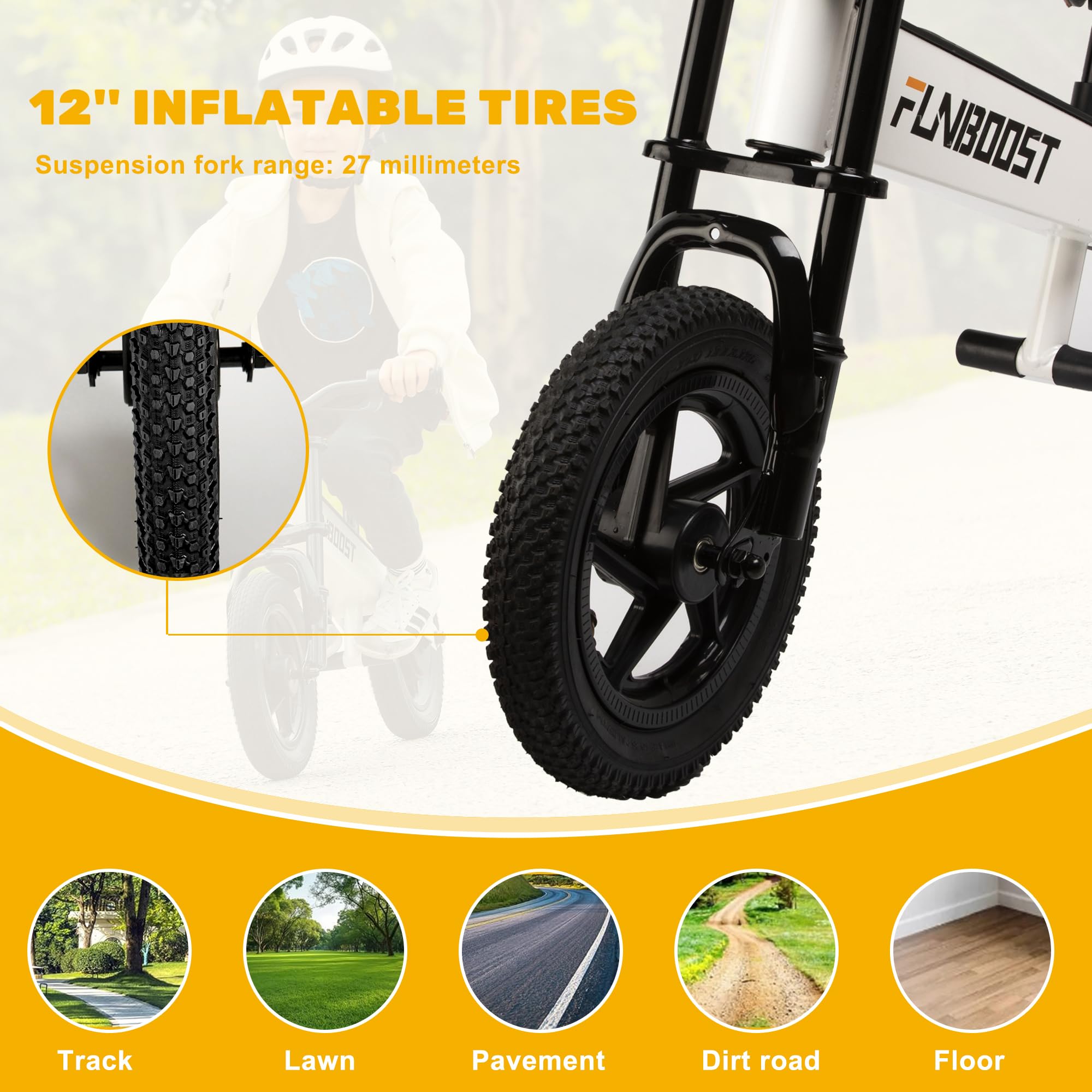 K2 Electric Balance Bike for Kids, 12 inch Pneumatic Tire Kids Electric Bike, 150W Peak Motor 24V/2AH Battery, Range 6 Miles, Suspension Fork, Adjustable Seat, Electric Motorcycle for Ages 3-8