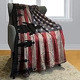 YISUMEI American Flag Blanket with Soldiers, Shaggy Stripes Throw Blanket for TV Travel Household (50x60 Inches)