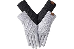 REACH STAR 2 Pairs Winter gloves for women Touch screen Elastic Thermal knit Lining Warm Gloves for Cold weather