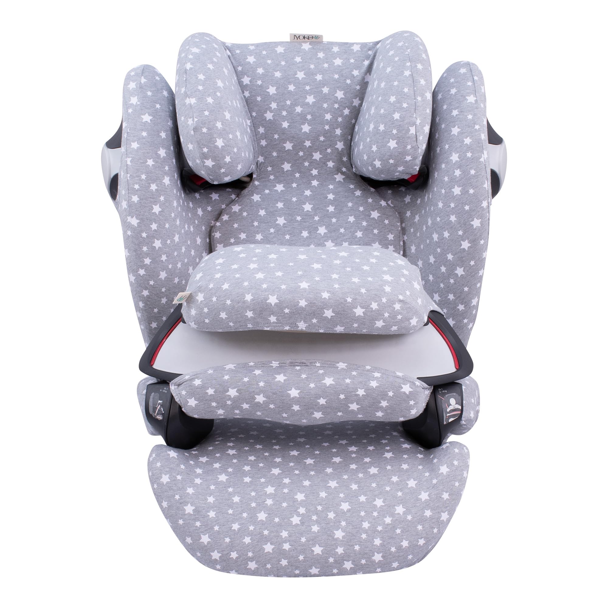 JYOKO KIDS Funda de algodón para silla de coche compatible con Cybex Pallas M - S Fix y Pallas B - Fix (White Star)