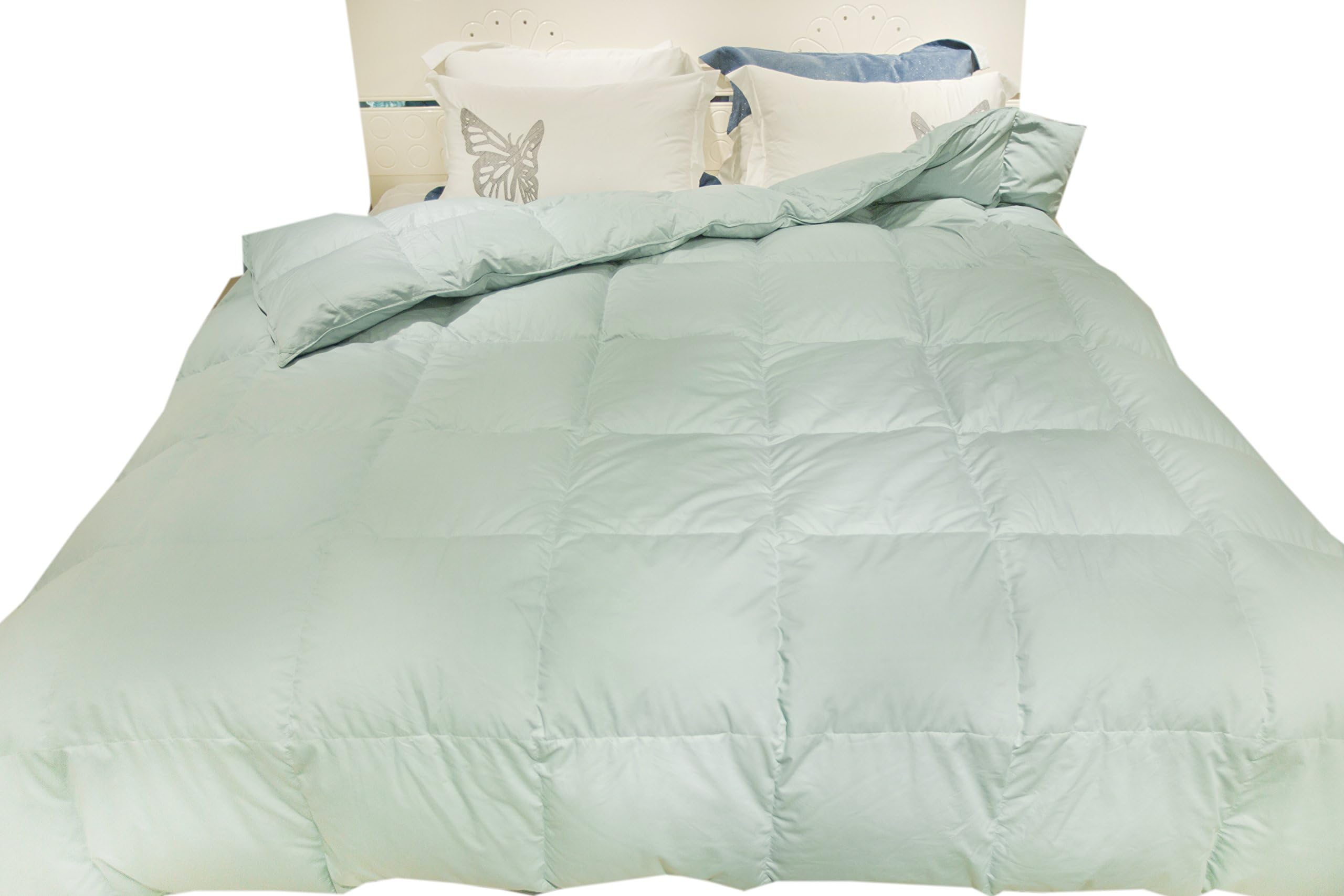 Eastwarmth Luxury White Goose Down Comforter Blanket Duvet Insert Warm Lightweight Bedding Blue Color Twin/Twin XL Size 100% Organic Cotton 700+ Filling Power