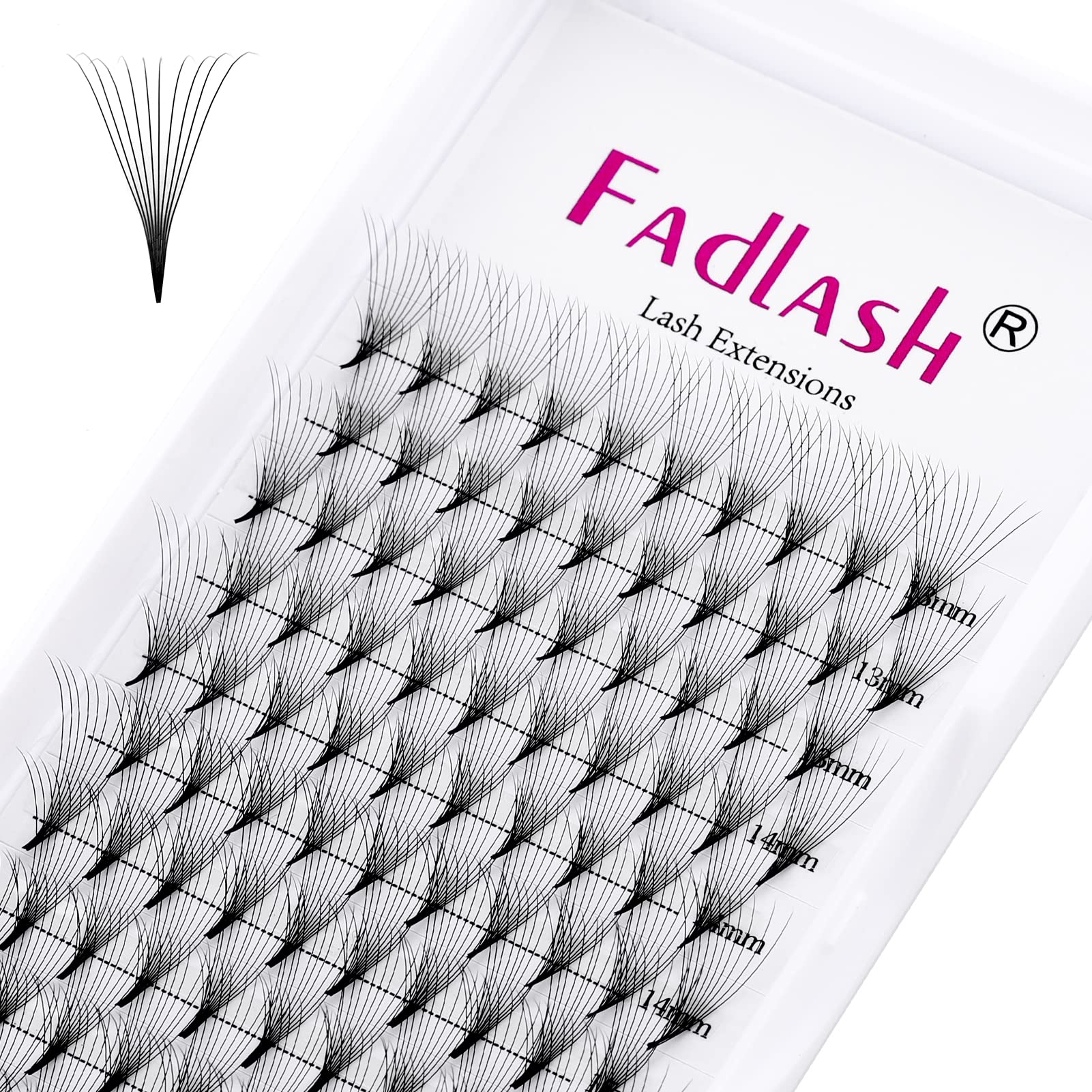 Fadlash Pre-Made Eyelash Extension 10D 0.07mm D Curl 13-16mm Mixed Length Volume Russian Eyelash Extensions Pre Fanned Lashes Fans — image 1