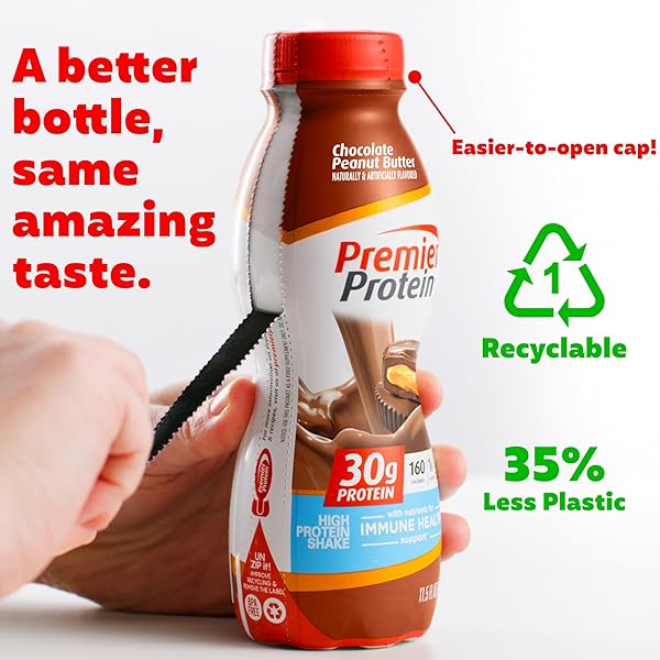 PREMIER PROTEIN SHAKE, CHOCOLATE PEANUT BUTTER, 30G PROTEIN, NO ADDED SUGAR, 24 VITAMINS & MINERALS TO SUPPORT IMMUNE HEALTH, 11.5 FL OZ, 1 PACK