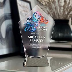 7 1/2" Personalized Glass Plaque for Awards and