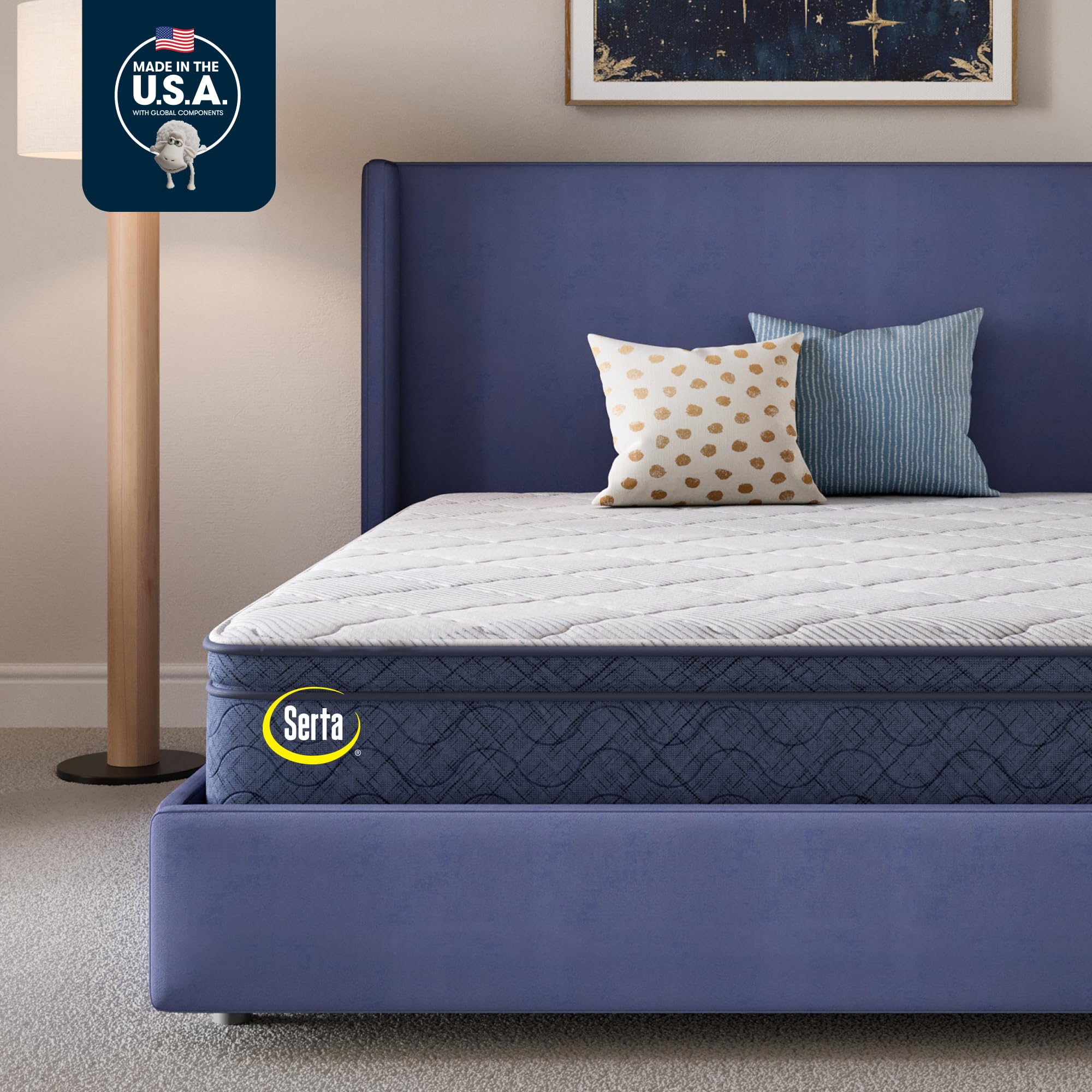 Photo 1 of Serta Five Star Mattress Tranquility 12-Inch Plush Pillow Top – Full Size – Zoned Support, Pressure Relief, Cooling Comfort – Made in USA – Bed-in-a-Box – 100 Night Trial, 10-Year Limited Warranty
