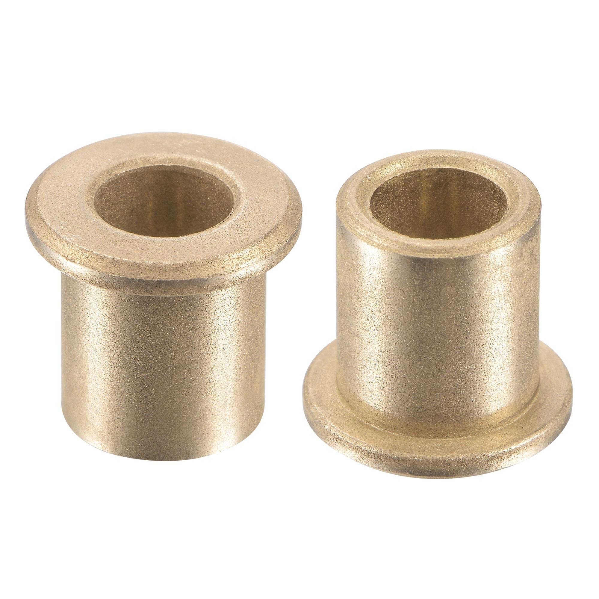 sourcing map Flange Sleeve Bearings 8mm Bore 12mm OD 15mm Length 16mm Flange Dia 2mm Flange Thickness Sintered Bronze Self-Lubricating Bushing 2pcs