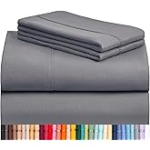 LuxClub 4 PC Full Sheet Set, Deep Pockets Wrinkle Free Cooling Bed Sheets Hotel Bedding for Women, Men, Includes 1 Fitted Sheet, 1 Flat Sheet and 2 Pillowcases-Soft Light Grey