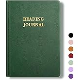 TSFPapier Reading Journal Book Lovers Gifts Hardcover Leather Readers Log Track Reading with 65 Book Reviews, 5.8”x8.3”, DarkGreen