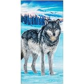 Gray Wolf Beach Towel 30 x 60 inch 100% Cotton (30" x 60", Lone Wolf)