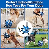 HETOO Interactive Dog Football Toy with Webbing 8 Inch Blue Gray view 4