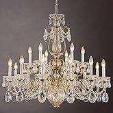 Vintage Crystal Chandelier 18-Lights Large Crystal Chandeliers for High Ceilings Brass Maria Theresa Chandelier Light Fixture