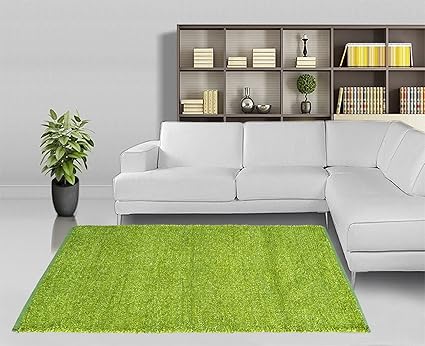 Glamkaart Handmade Reversible Shaggy Green Fur Rug 3x5 Feet