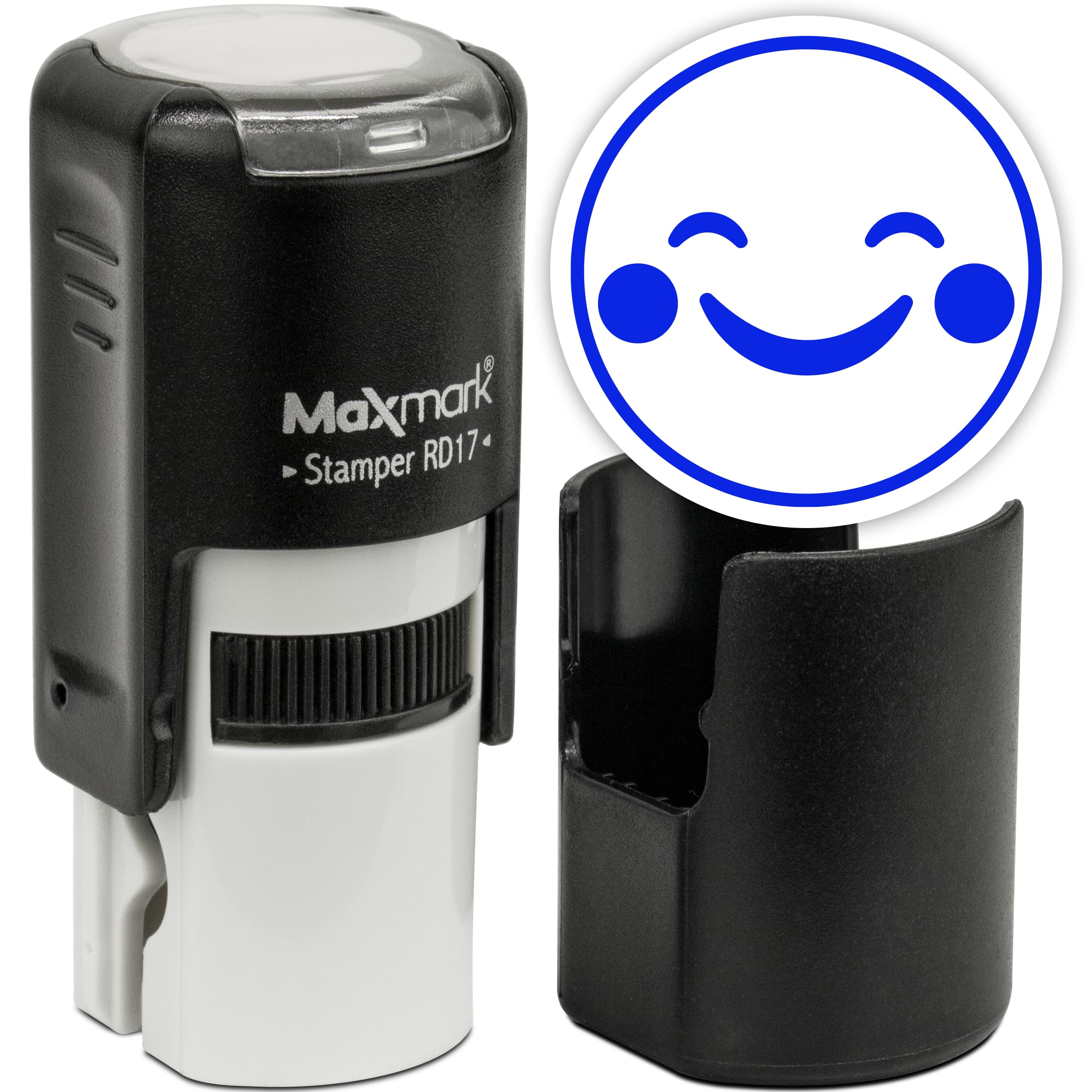 MaxMark Round Self Inking Emoji Stamp - Happy