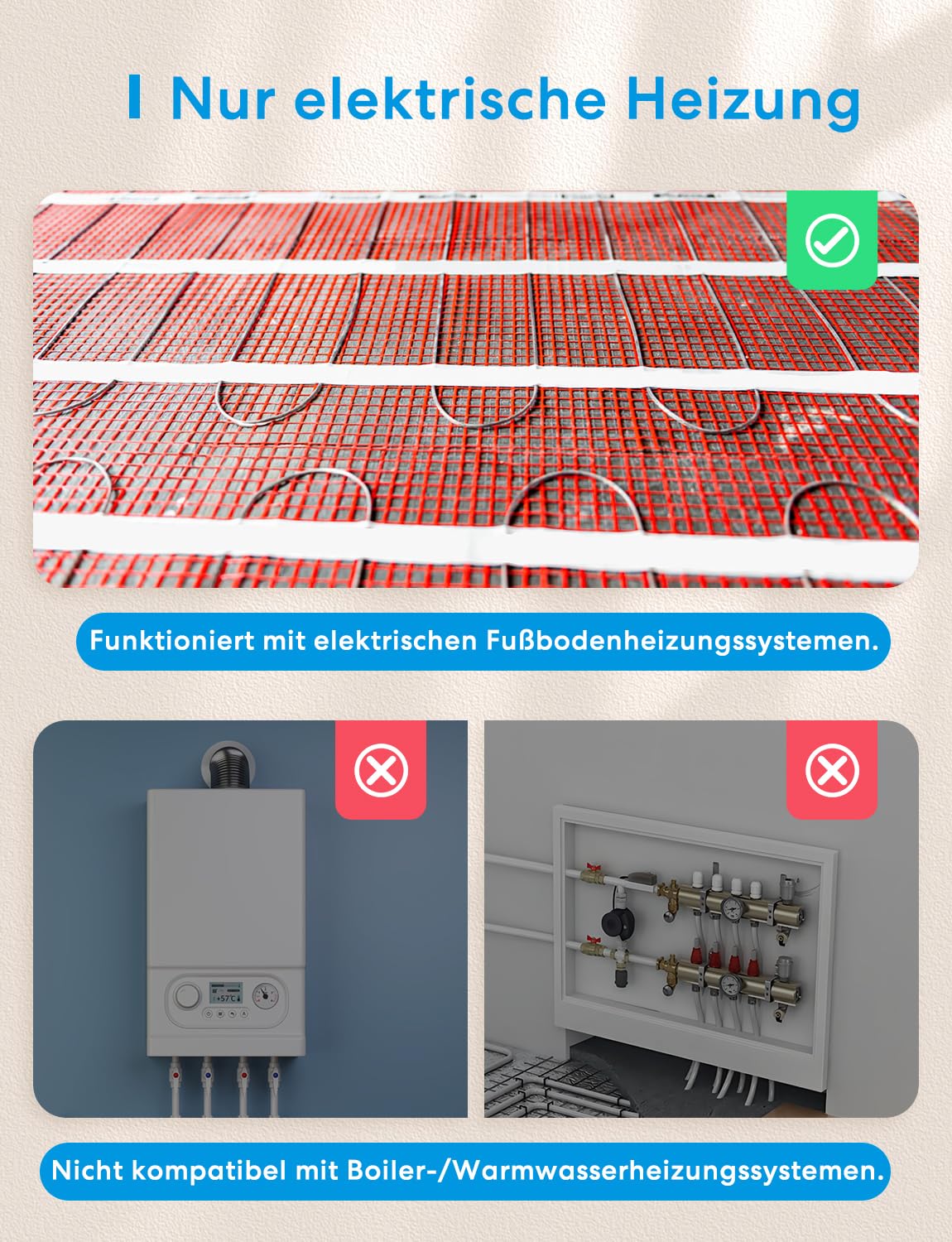 Meross Thermostat Matter Elektrische Heizungsthermostat WLAN Thermostat Heizung Smart Raumthermostat kompatibel mit Apple HomeKit, Home Assistant, Alexa und Google, Sprachsteuerung und Zeitplan 2