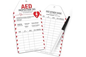 IFIOZ AED Inspection Tags 25 Pack, Waterproof PVC Safety Inspection Record Tags, Tear-Resistant & OSHA Compliant Monthly AED Service Tag Check Cards