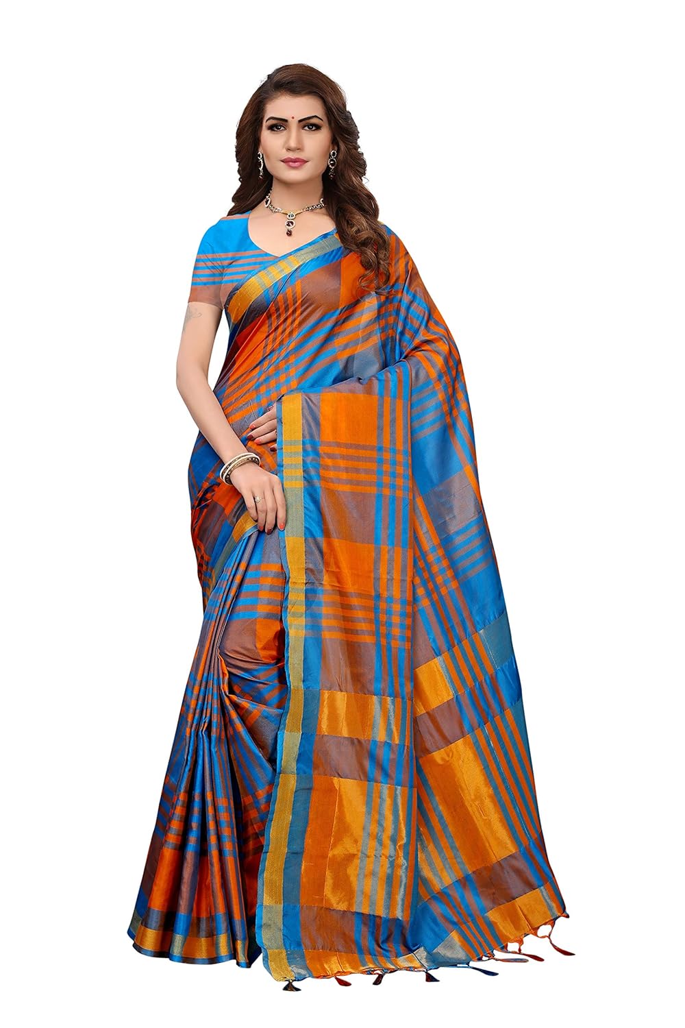 anni designer women's sarees cotton silk saree with blouse piece