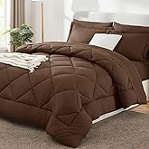 CozyLux Queen Comforter Set Brown - Bed in a Bag Queen Size 7 Pieces, Luxury Soft Bed Set for All Seasons, Bedding Set with Down Alternative Comforter, Sheets, Pillowcases & Shams