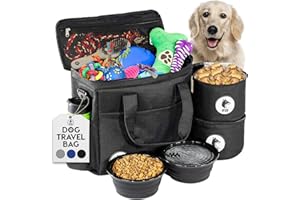 Top Dog Pet Gear Black Dog Travel Bag for Supplies - Includes Travel Bag, Travel Dog Bowls, Food Storage - Airline Approved Dog Bags for Traveling - Dog Travel Accessories for Camping, Beach
