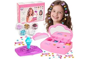 WooWee Hair Gem Stamper Kit, Sparkling Hair Jewels Styling Tool for Girls, Creative DIY Hair Art Crafts with Glitter Sequins, Birthday Party Gifts Toys for Girls Ages 3-12 Years Old