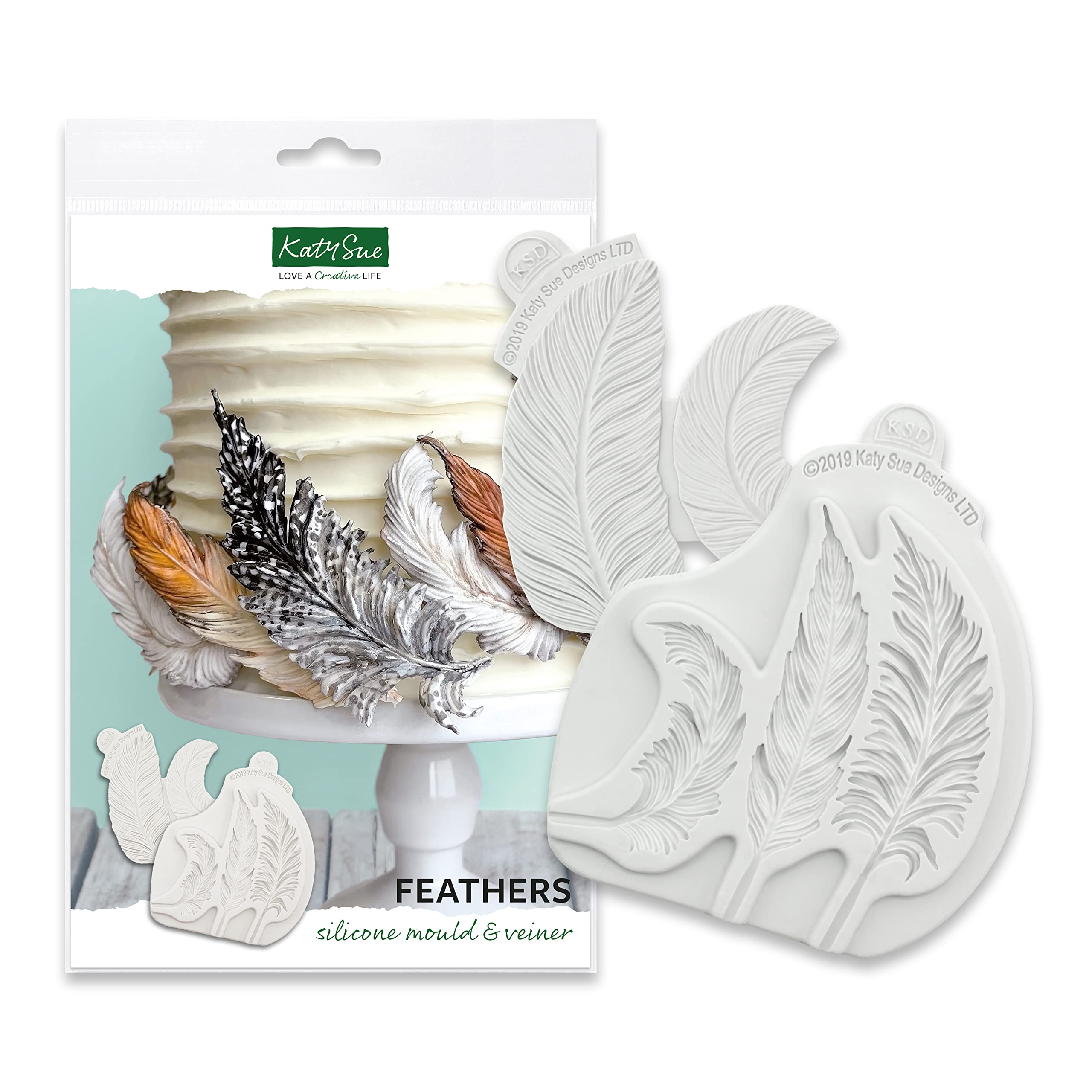 Katy Sue Feathers Silicone Mould and Veiner For Cake Decorating & Crafts