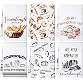 Hahafelt 6 Pcs Funny Sourdough Baking Kitchen Towels Gifts for Sourdough Bakers Decorative Hand Dish Towels for Baking Lover Gifts Women Men Chef Tea Cloths Kitchen Decor 24 x 16''